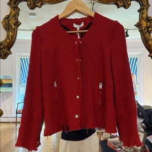 Iro Red Cotton Boucle jacket Size 38